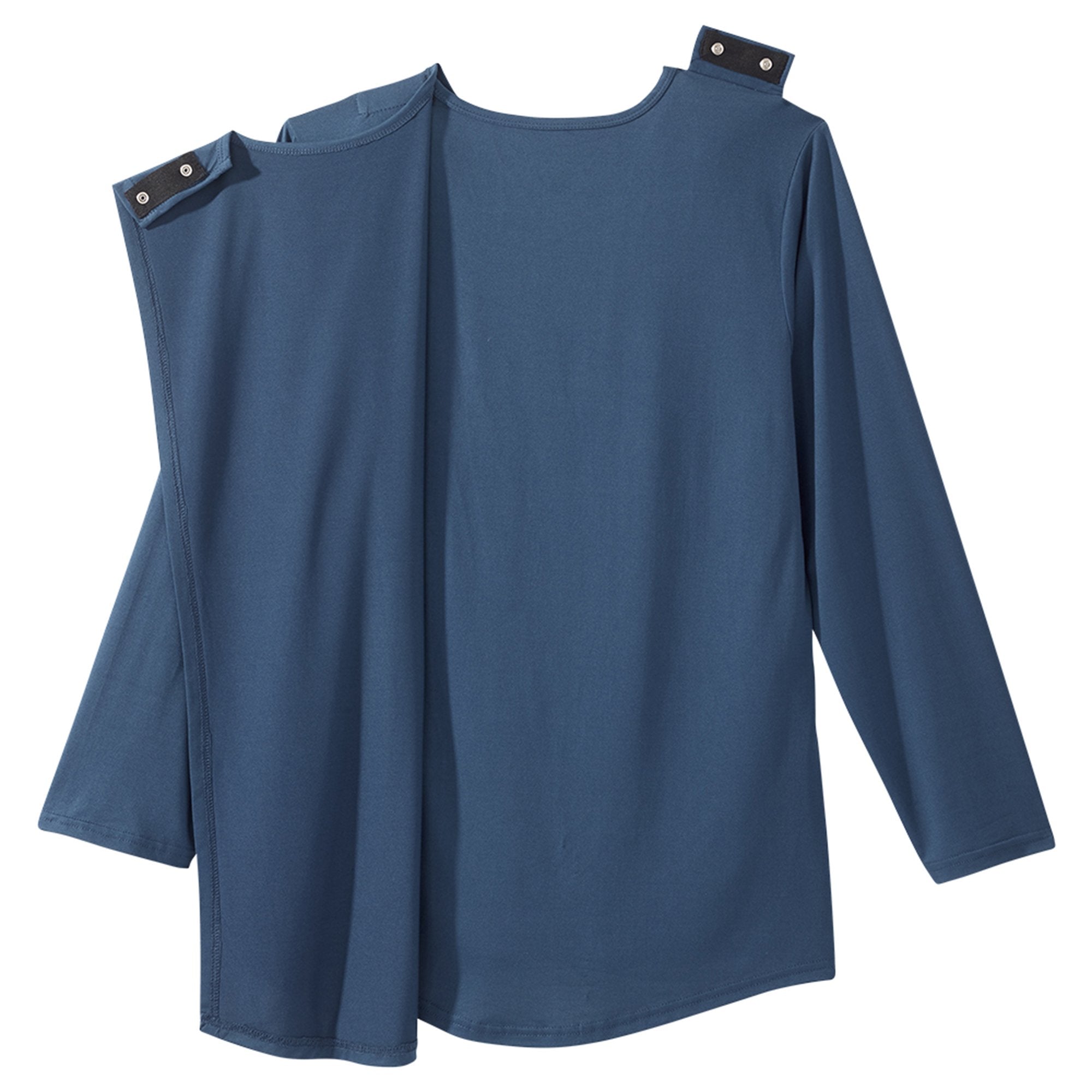 Adaptive Shirt Silverts® Medium Navy Blue Without Pockets Long Sleeve Female