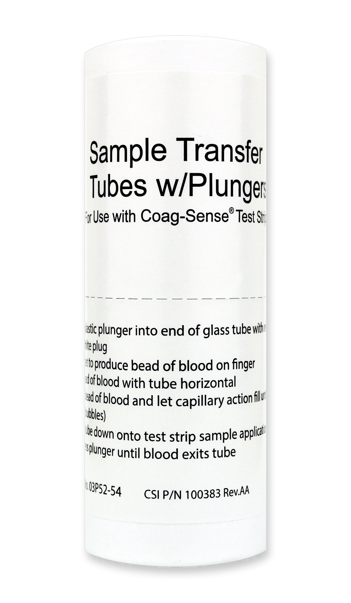 Coag-Sense® Sample Transfer Tube For use with Coag-Sense® PT1 or PT2 Professional Meter