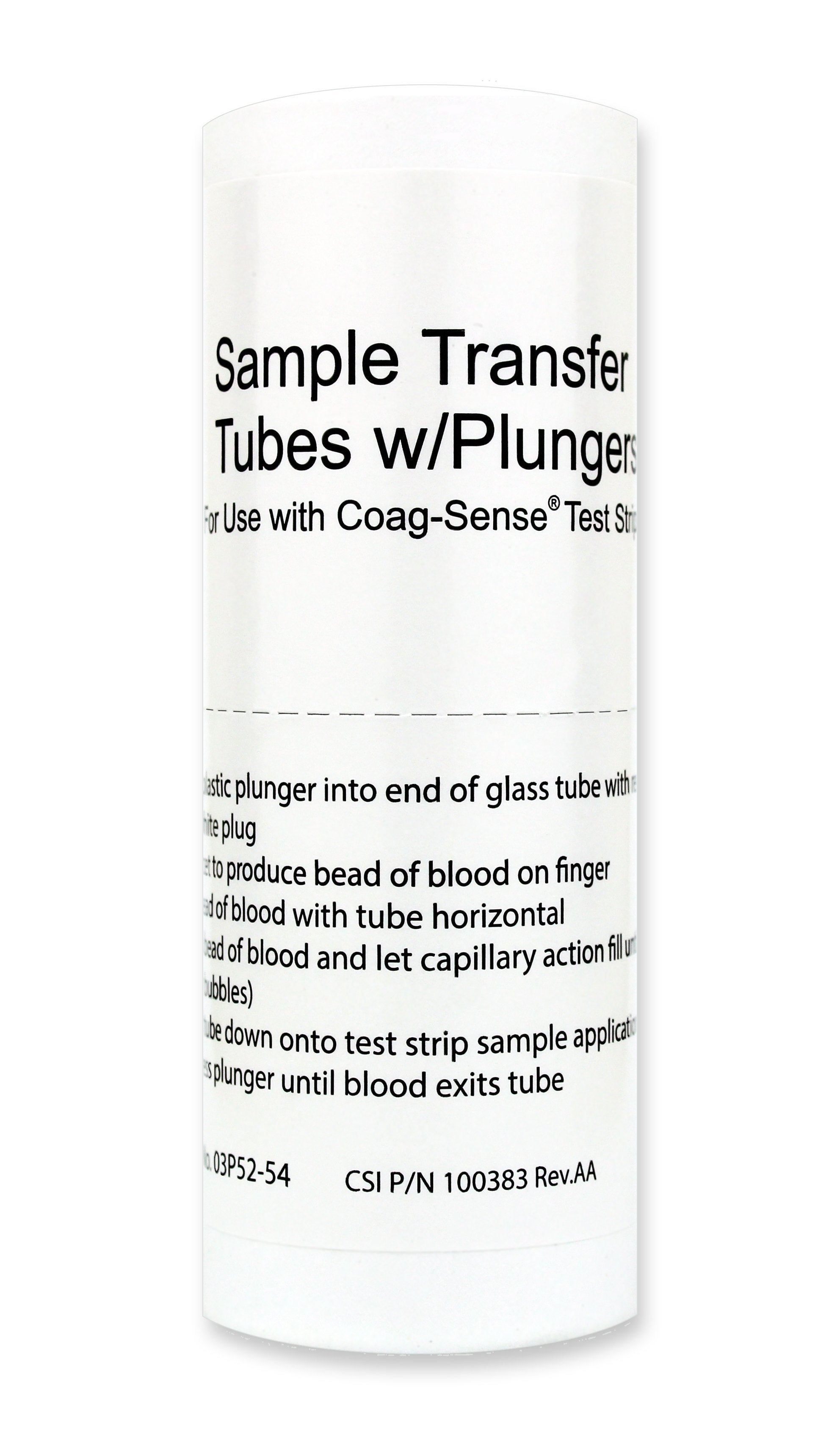 Coag-Sense® Sample Transfer Tube For use with Coag-Sense® PT1 or PT2 Professional Meter
