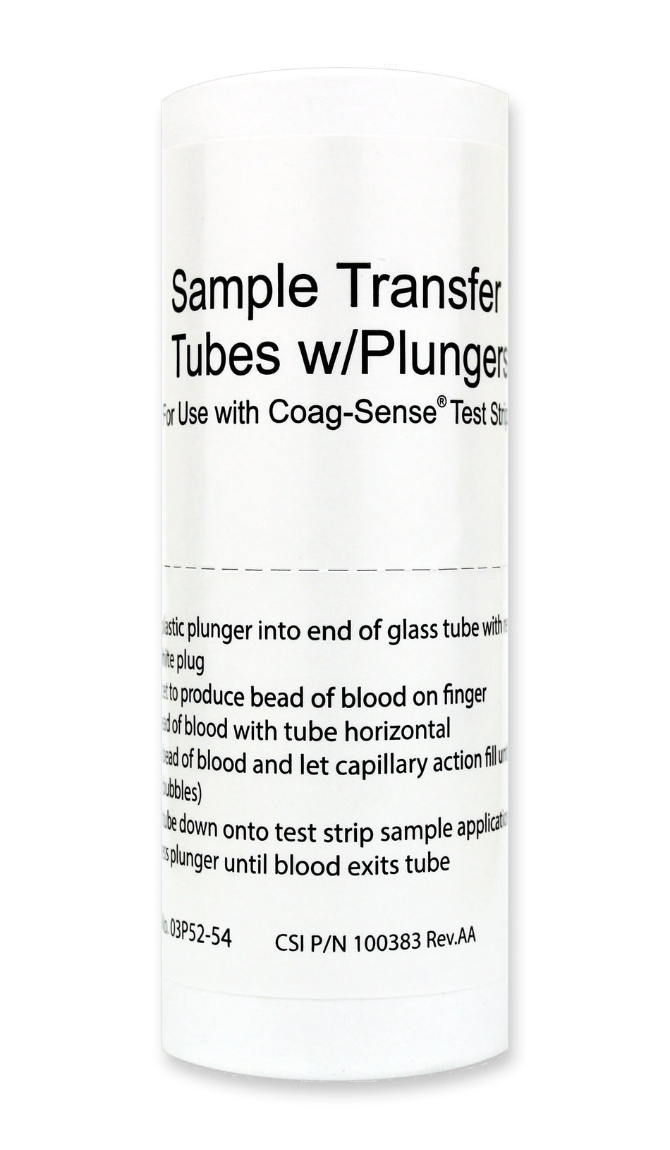 Coag-Sense® Sample Transfer Tube For use with Coag-Sense® PT1 or PT2 Professional Meter