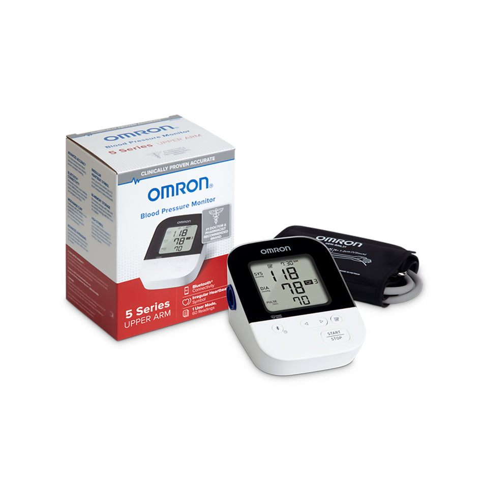 Home Automatic Digital Blood Pressure Monitor Omron®5 Series™ Wide Range Nylon Cuff 23 - 43 cm Desk Model