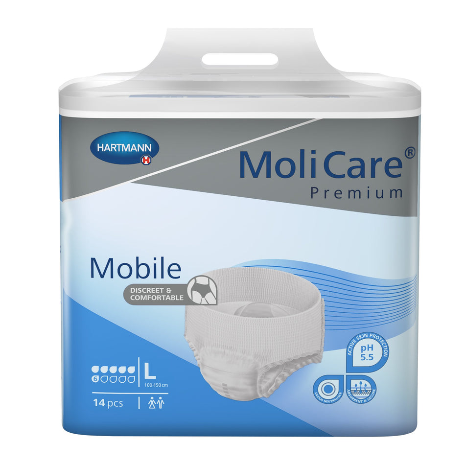 Unisex Adult Absorbent Underwear MoliCare® Premium Mobile 6D Pull On with Tear Away Seams Large Disposable Moderate Absorbency