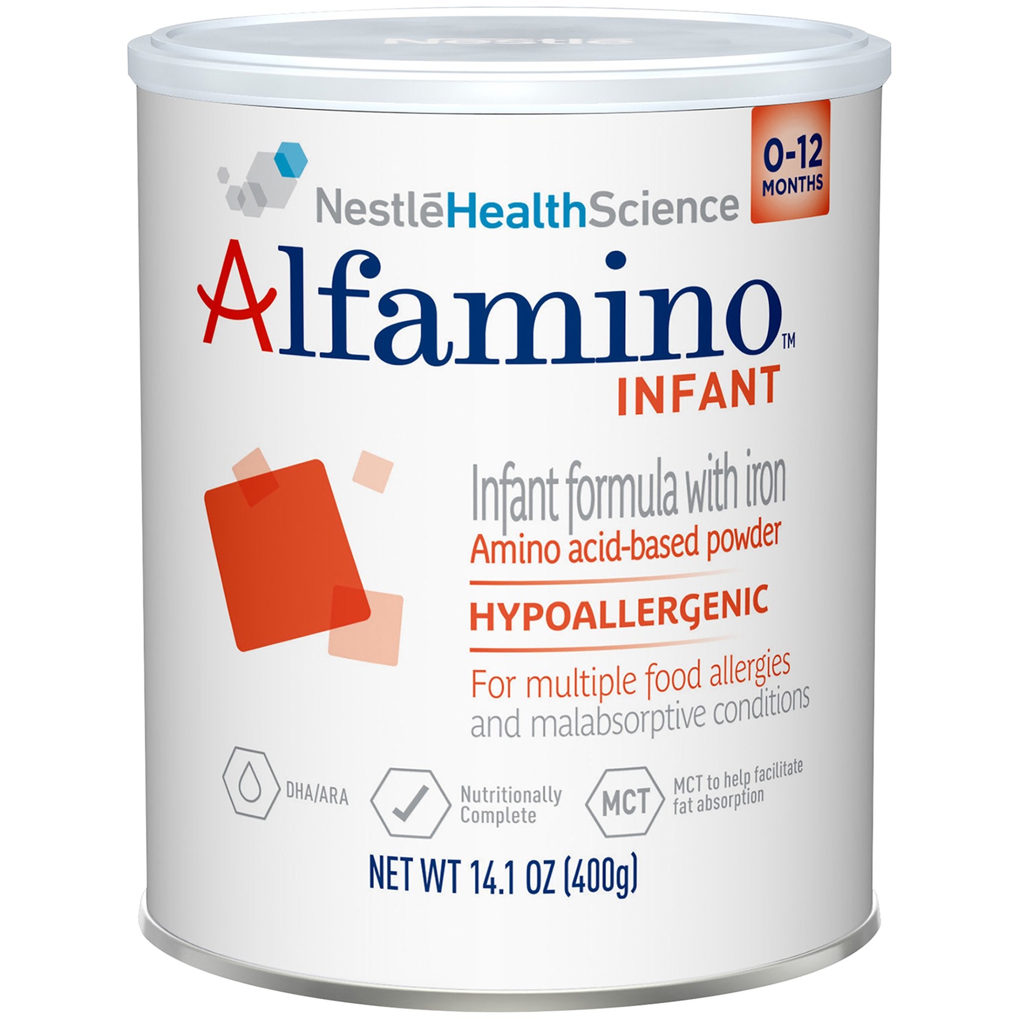 Alfamino Powder Amino Acid Based Infant Formula with Iron, 14.1-ounce can-Infant Formula Alfamino Unflavored 14.1 oz. Can Powder Amino Acid Food Allergies