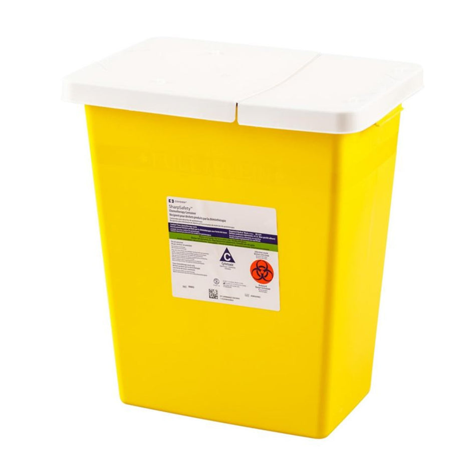 SharpSafety Chemotherapy Waste Container, 8 Gallon, 17 x 15 x 11 Inch-Chemotherapy Waste Container SharpSafety Yellow Base 17-1/2 H X 15-1/2 W X 11 D Inch Horizontal / Vertical Entry 8 Gallon