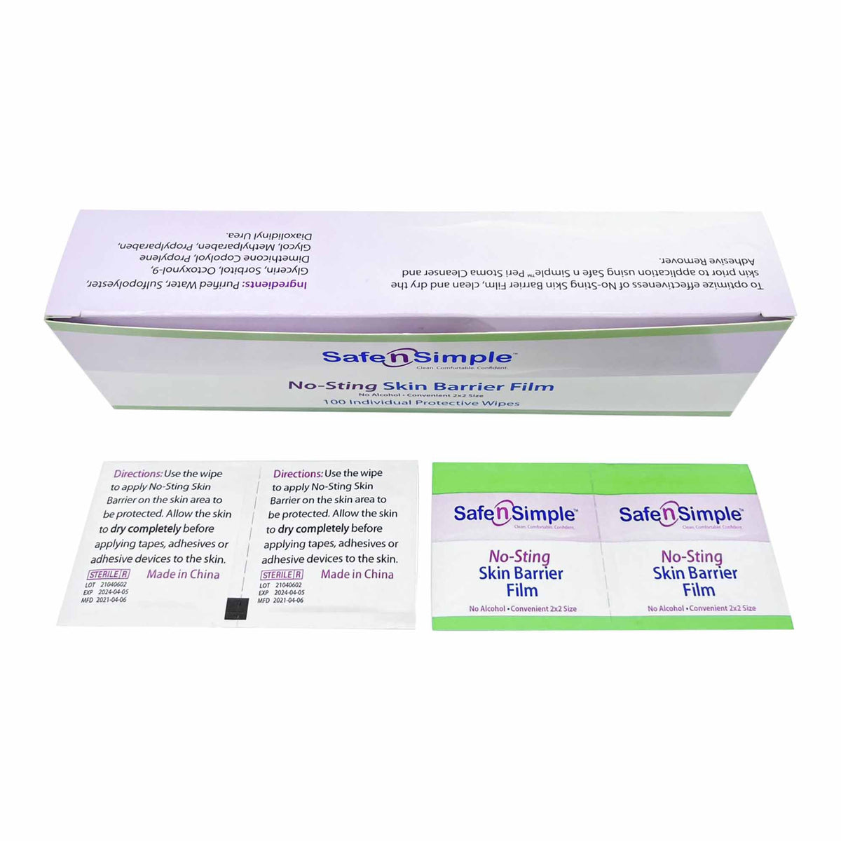 Safe n Simple Barrier Wipe-Skin Barrier Wipe Safe N Simple No-Sting 60% / 20% Strength Purified Water / Polyvinylpyrrolidone / Glycerin / Propylene Glycol Individual Packet Sterile
