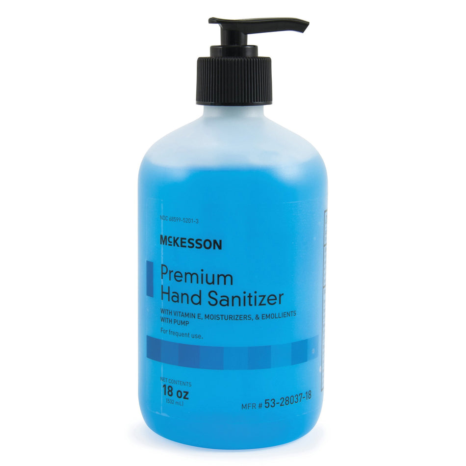 McKesson Premium Hand Sanitizer, 70% Ethyl Alcohol Gel, 18 oz, Pump Bottle, Summer Rain Scent-Hand Sanitizer McKesson Premium 18 oz. Ethyl Alcohol Gel Pump Bottle