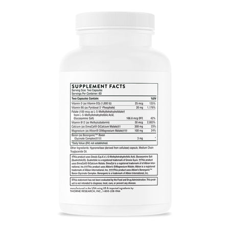 Thorne Advanced Bone Support Dietary Supplement-Dietary Supplement THORNE Advanced Bone Support Vitamin D (as Vitamin D3) 25 mcg Strength Capsule 120 per Bottle