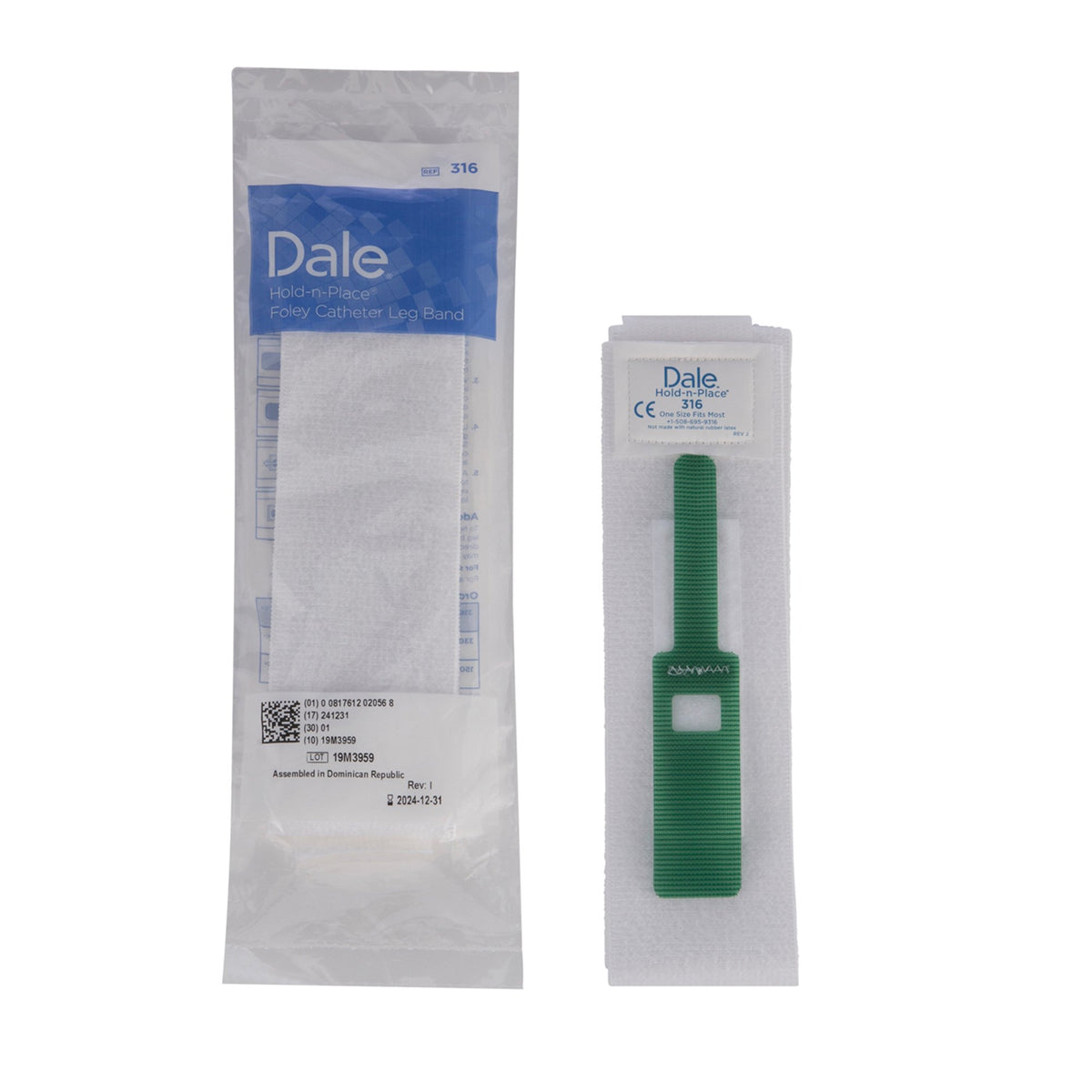 Dale Leg Strap, Up to 30 Inches-"Foley Catheter Holder Hold-N-Place 2 Inch Wide, Exclusive Stretch Material, Velcro Fastener"