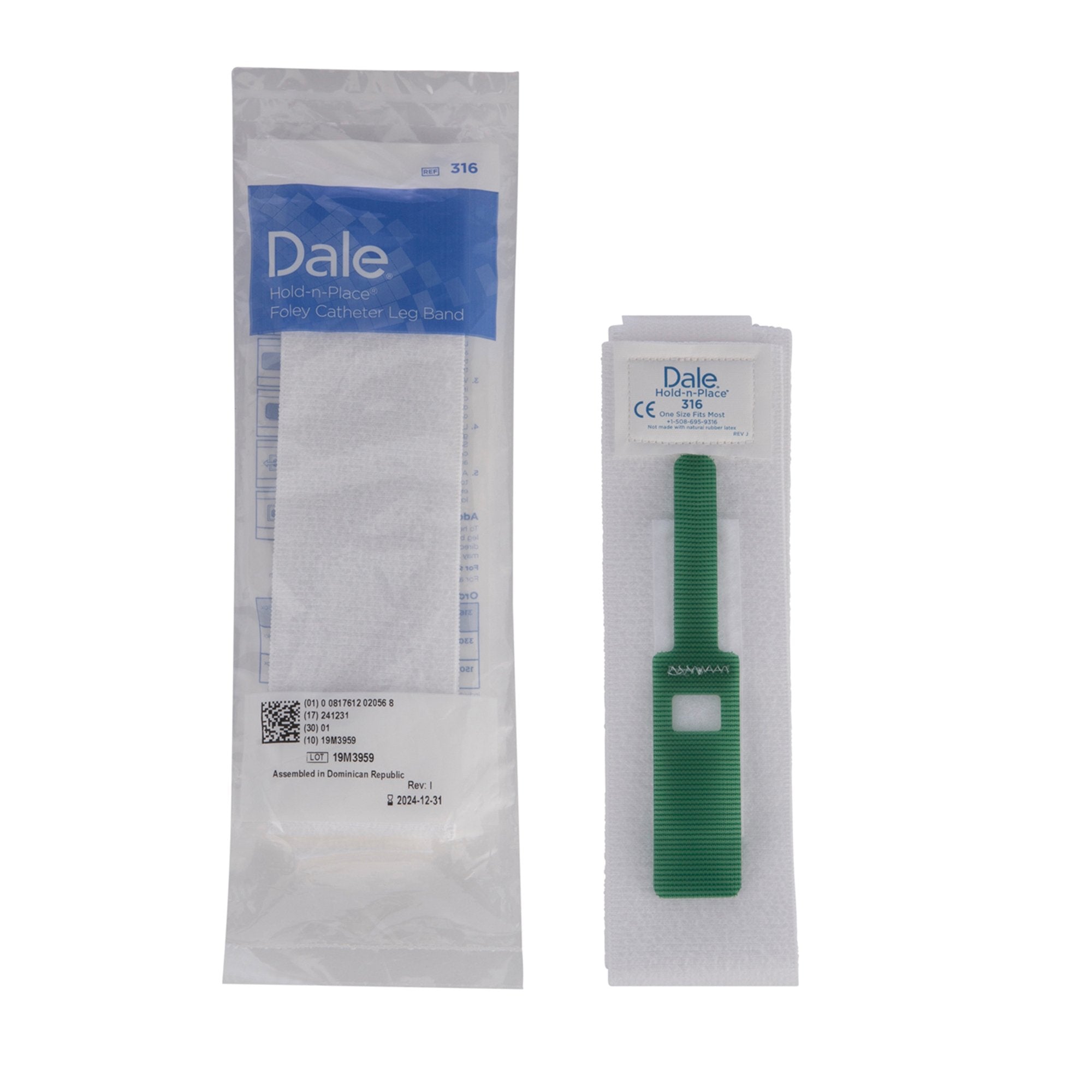 Dale Leg Strap, Up to 30 Inches-"Foley Catheter Holder Hold-N-Place 2 Inch Wide, Exclusive Stretch Material, Velcro Fastener"