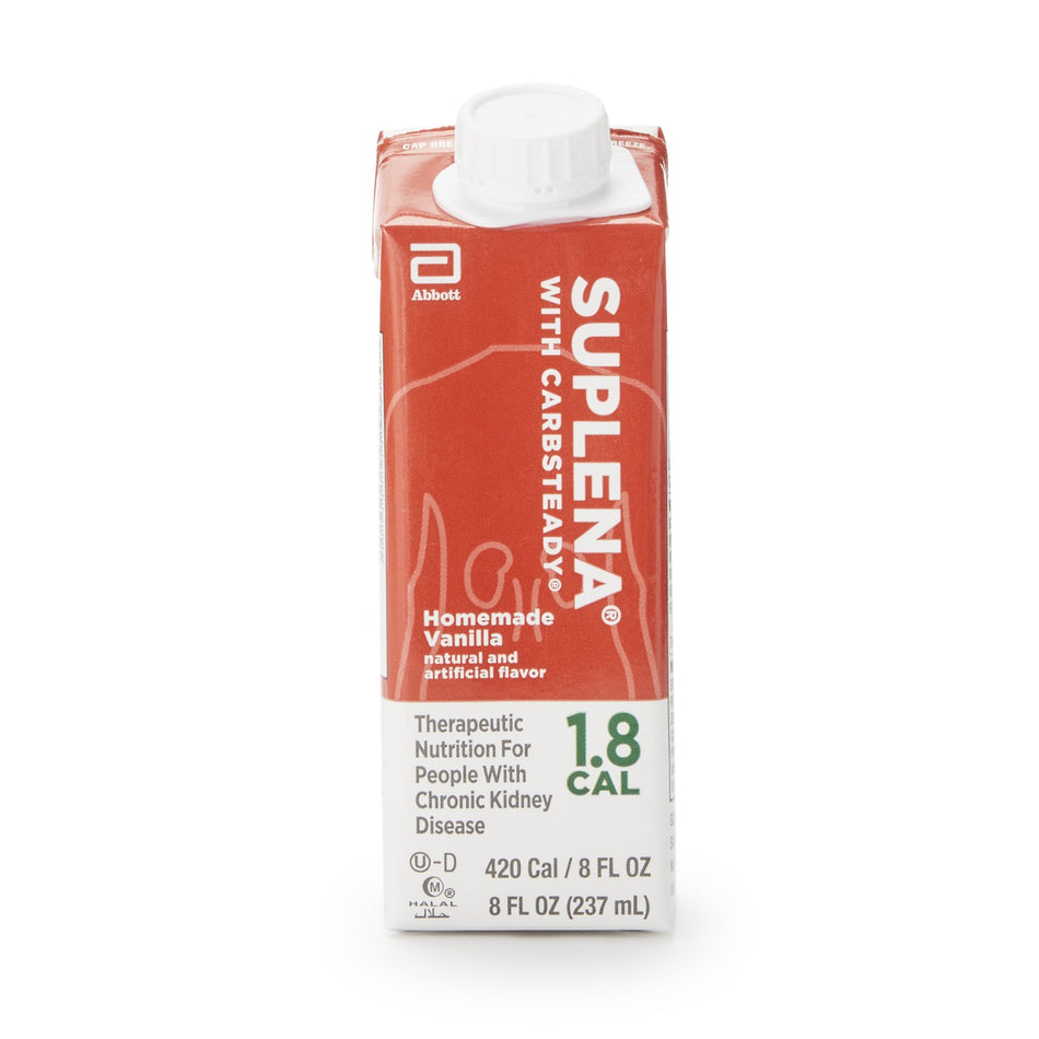 Suplena with Carbsteady Vanilla Therapeutic Nutrition for People with Chronic Kidney Disease, 8-ounce carton-Oral Supplement Suplena with Carbsteady Vanilla Flavor Liquid 8 oz. Reclosable Carton
