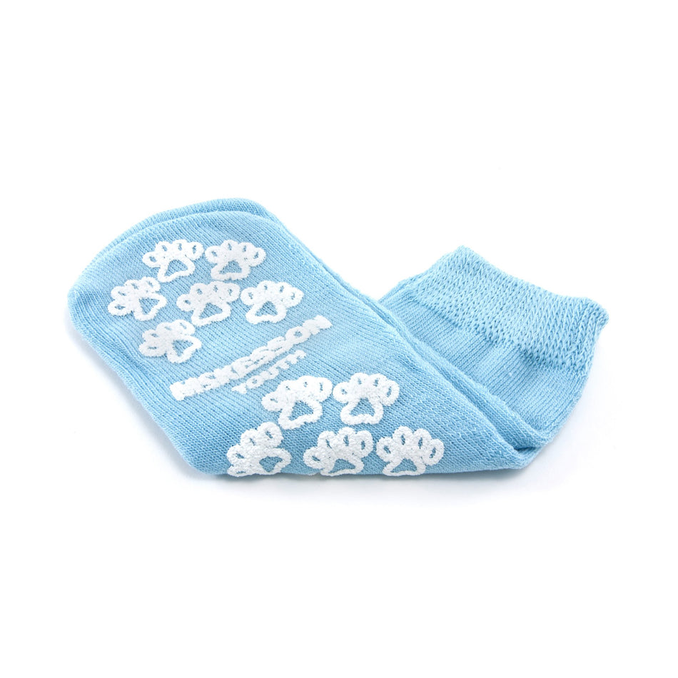 McKesson Terries Double Tread Slipper Socks, Youth-Slipper Socks McKesson Terries Unisex Child Double Tread Single Patient Use Light Blue