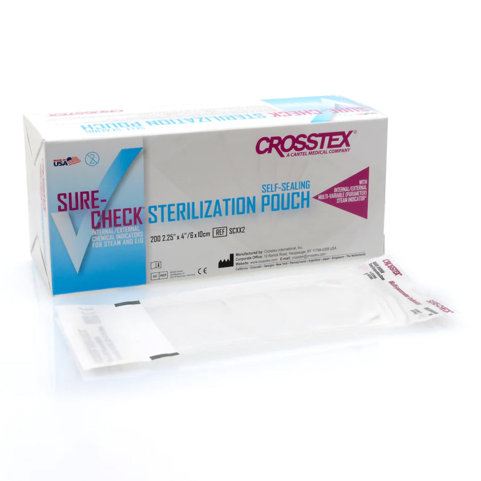 Sure-Check Sterilization Pouch, 2 x 4 Inch-Sterilization Pouch Sure-Check Ethylene Oxide (EO) Gas / Steam 2-1/4 X 4 Inch Transparent Self Seal Film