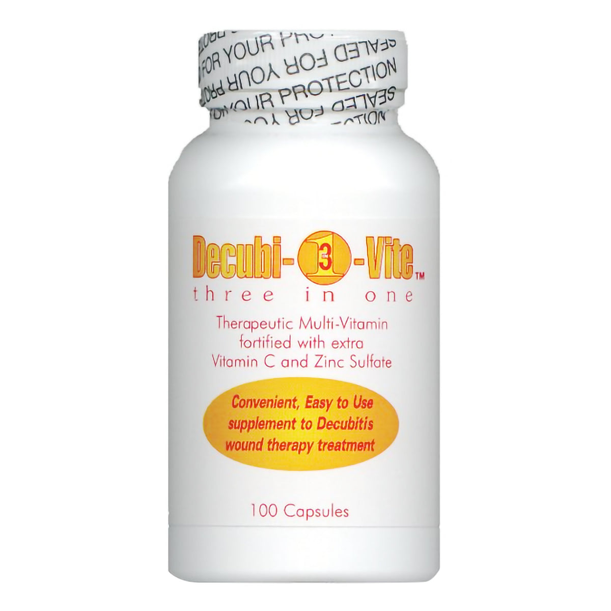 Decubi-Vite Three In One Multivitamin Supplement-Multivitamin Supplement Decubivite Three In One Vitamin / Minerals 500 mg Strength Capsule 100 per Bottle