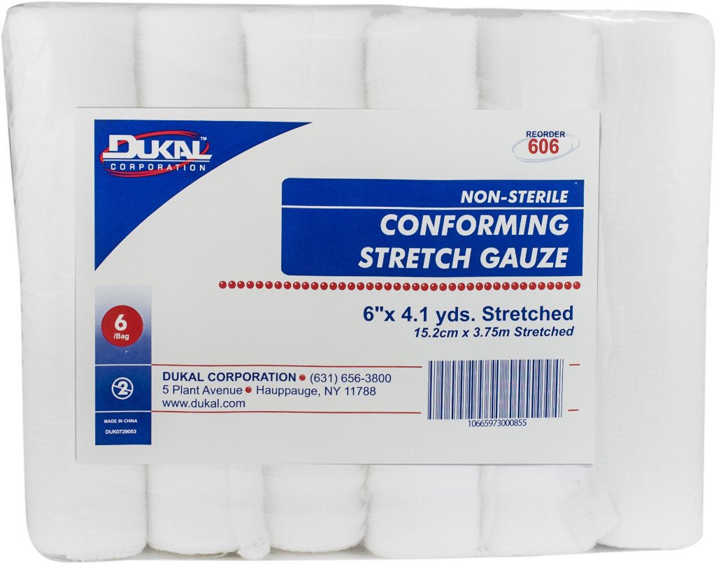 Dukal Conforming Bandage, 6 Inch x 4-1/10 Yard-Conforming Bandage Dukal 6 Inch X 4-1/10 Yard 8-Ply NonSterile 6 per Pack