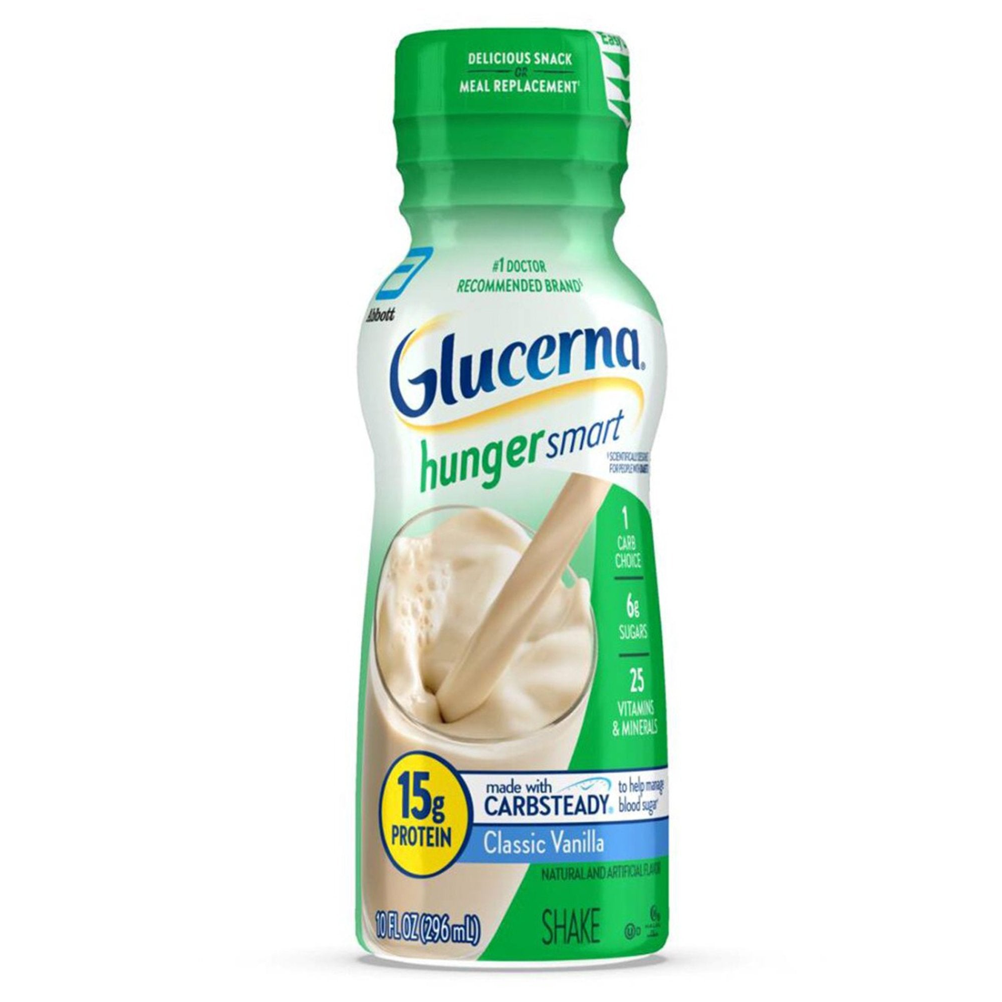 Glucerna Hunger Smart Shake, Vanilla Flavor, 10-ounce bottle-Oral Supplement Glucerna Hunger Smart Shake Homemade Vanilla Flavor Liquid 10 oz. Bottle