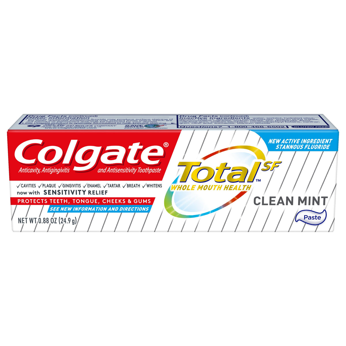 Colgate Total Toothpaste, Clean Mint Flavor, 0.88 oz Tube - Personal Hygiene>Mouth Care>Toothpaste - Colgate