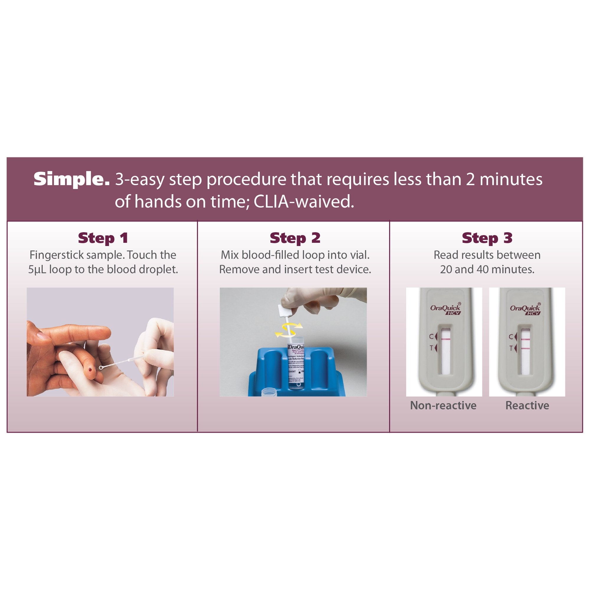 OraQuick HCV Hepatitis C Antibody Infectious Disease Test Kit-Other Infectious Disease Test Kit OraQuick HCV Hepatitis C Test 25 Tests CLIA Waived