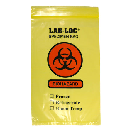 Lab-Loc Specimen Transport Bag with Document Pouch, Zip Closure, Yellow Tinted, 6 x 9 Inch-Specimen Transport Bag with Document Pouch Lab-Loc 6 X 9 Inch Zip Closure Biohazard Symbol / Storage Instructions NonSterile