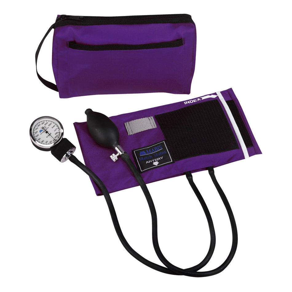 Mabis Match Mates Manual Aneroid Sphygmomanometer with Cuff, Purple-Aneroid Sphygmomanometer with Cuff Mabis Nylon Cuff Palm Aneroid