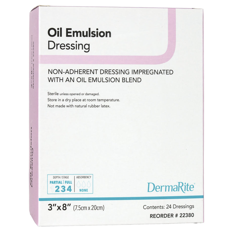 DermaRite� Oil Emulsion Impregnated Dressing, 3 x 8 Inch-Oil Emulsion Impregnated Dressing DermaRite� Rectangle 3 X 8 Inch Sterile