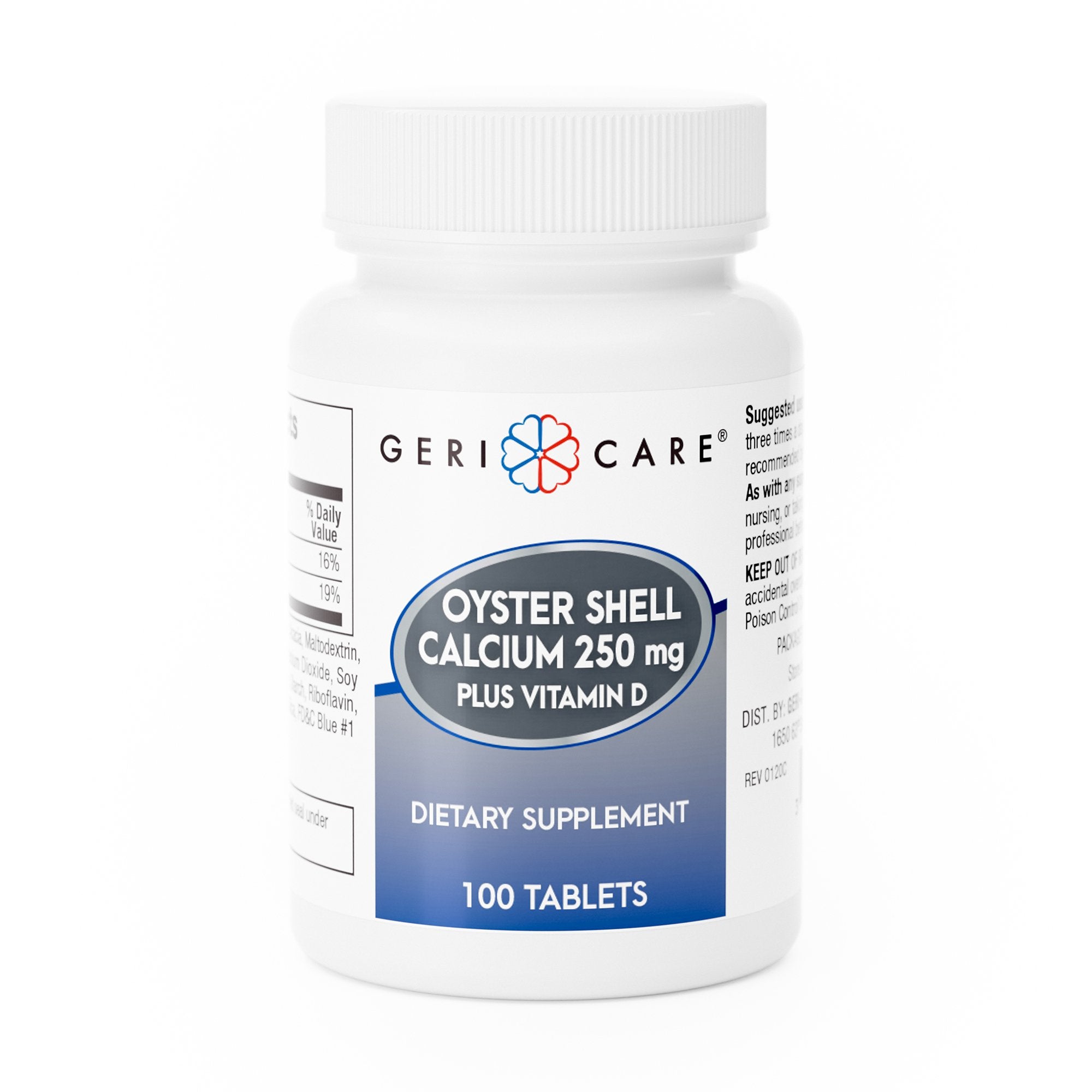 Geri-Care Oyster Shell Calcium Plus Vitamin D Joint Health Supplement-Joint Health Supplement Geri-Care Oyster Shell 250 mg Strength Tablet 100 per Bottle