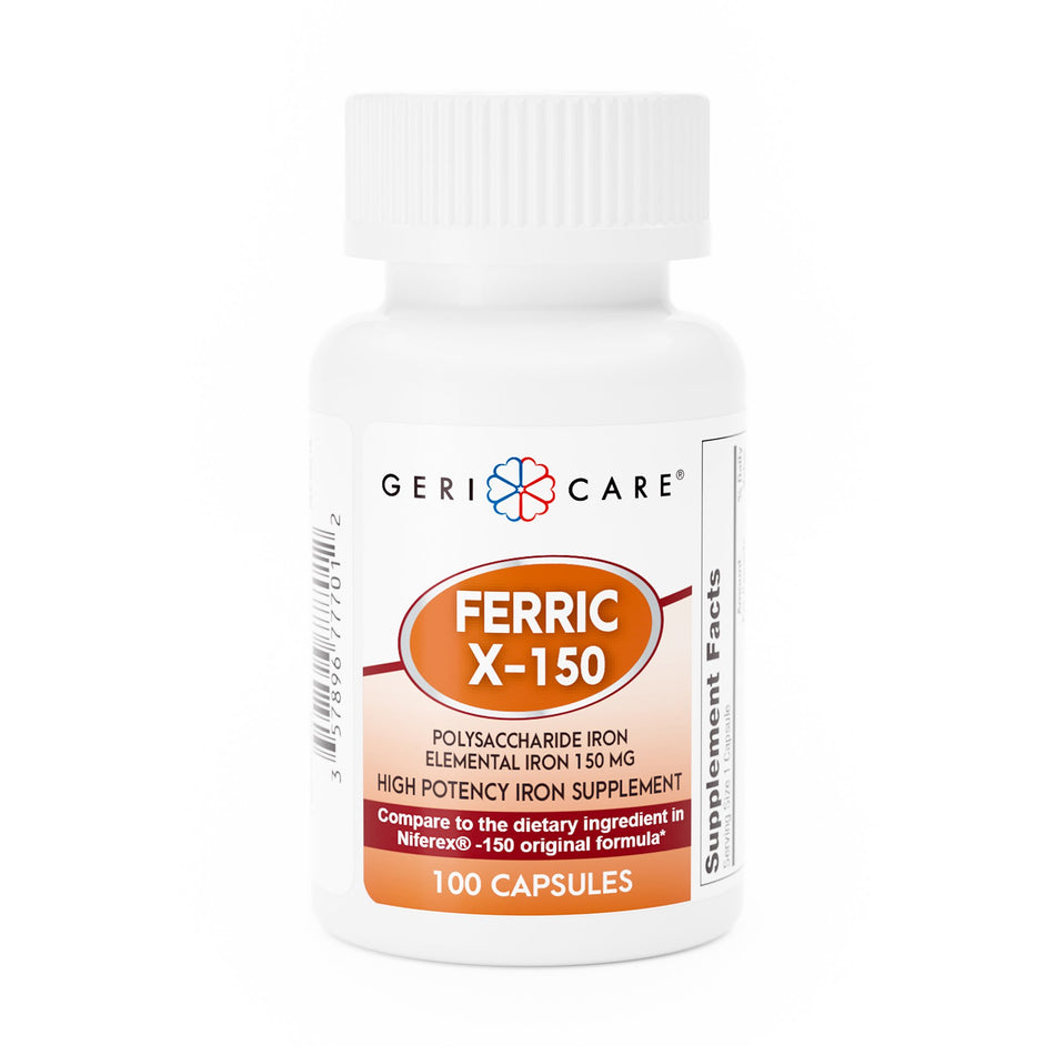 Geri-Care Iron Mineral Supplement-Mineral Supplement Geri-Care Iron 150 mg Strength Capsule 100 per Bottle