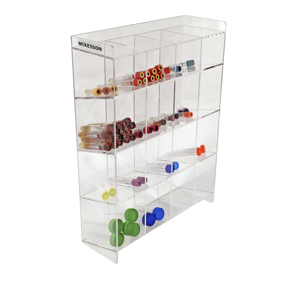 McKesson Four-Tier Tube Organizer, 15.5 x 5.5 x 20.75 Inch-Tiered 4-Tier Tube Organizer McKesson 16 Place Accommodates Multiple Size Tubes Clear 15.5 X 5.5 X 20.75 Inch
