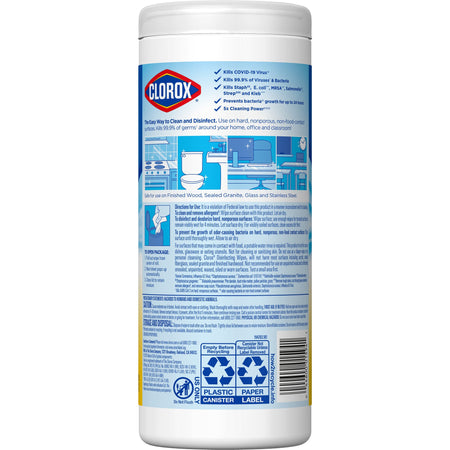 Clorox Disinfecting Wipes, Lemon Scent, 35 ct.-Clorox Surface Disinfectant Premoistened Manual Pull Wipe 35 Count Canister Lemon Scent NonSterile