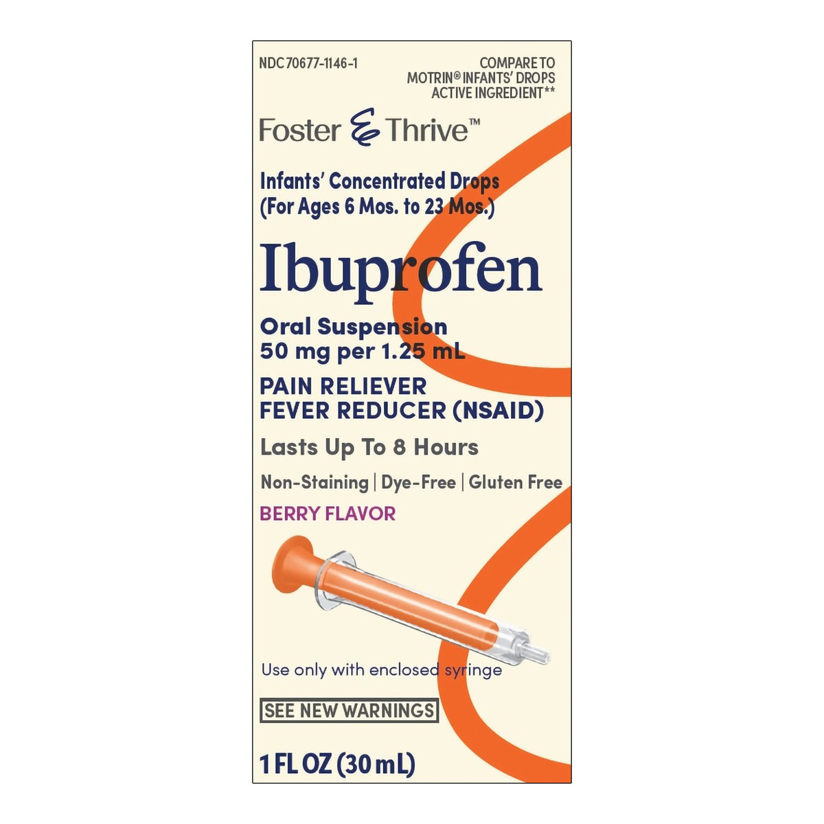 Foster & Thrive™ Ibuprofen 50 mg Per 1.25 mL Infants' Concentrated Drops Berry - Pharmaceuticals>Over the Counter>Pain Rel...