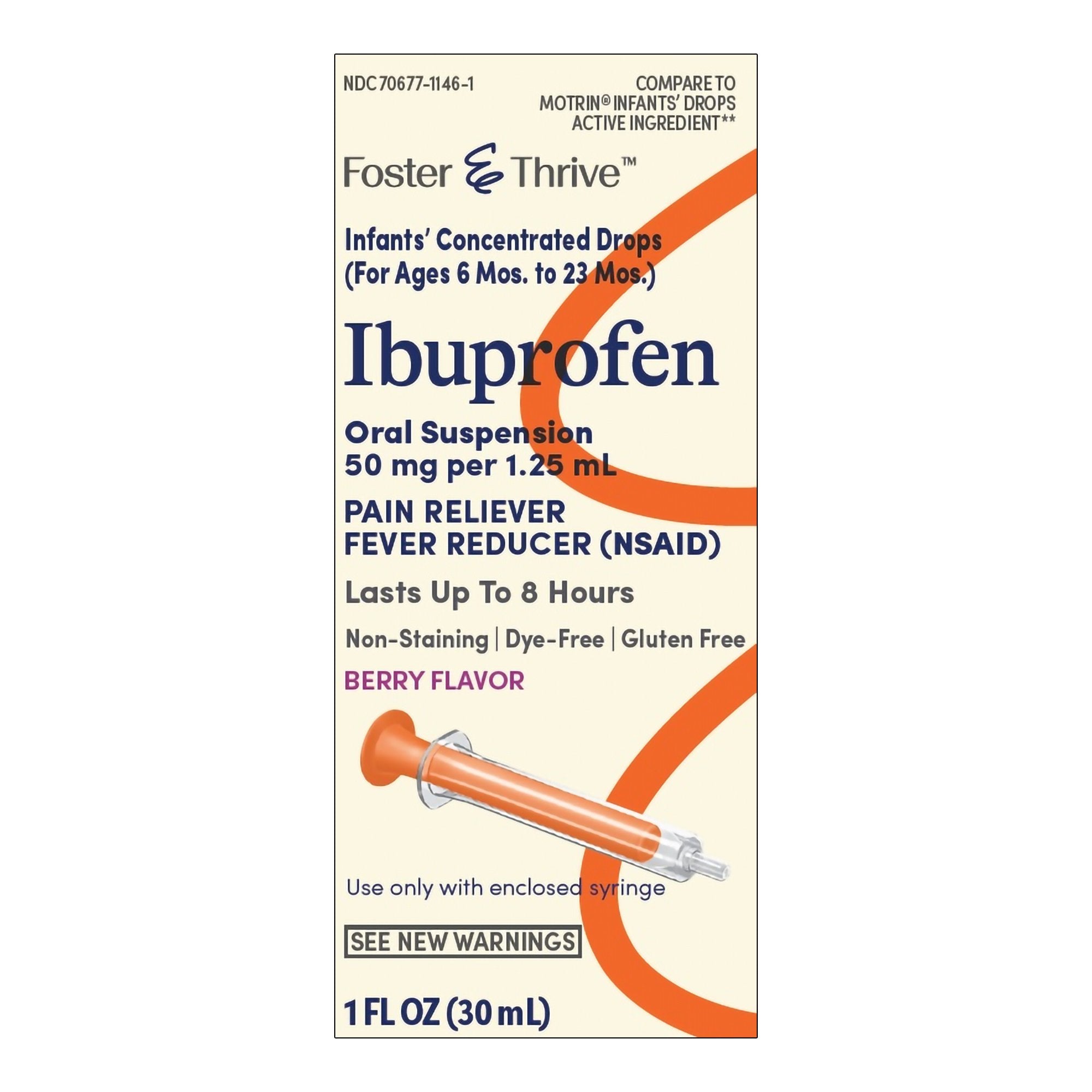 Foster & Thrive™ Ibuprofen 50 mg Per 1.25 mL Infants' Concentrated Drops Berry - Pharmaceuticals>Over the Counter>Pain Rel...