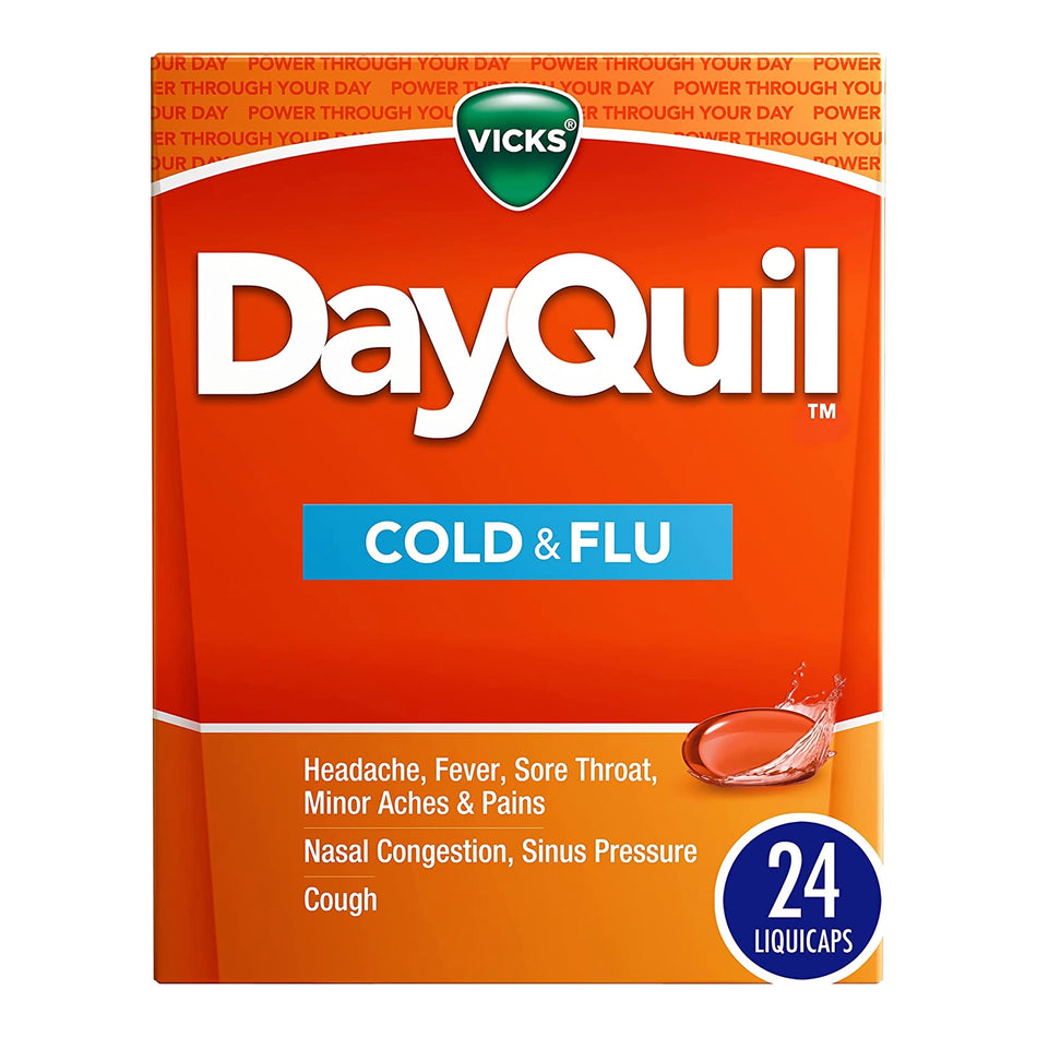 Vicks DayQuil Cold & Flu LiquiCaps-Cold and Cough Relief DayQuil 325 mg - 10 mg - 5 mg Strength Gelcap 24 per Box