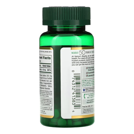 Nature's Bounty Iron Mineral Supplement-Mineral Supplement Nature's Bounty Iron 65 mg Strength Tablet 100 per Bottle