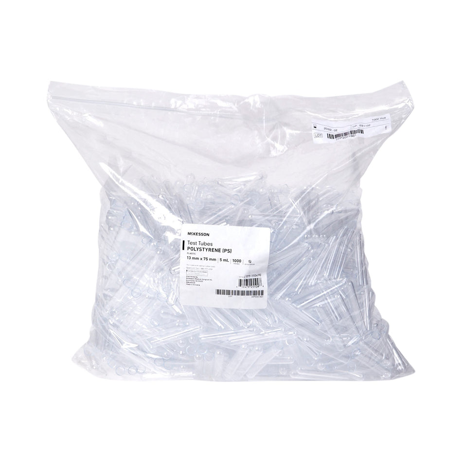 McKesson Test Tube, 5 mL, 13 x 75 mm-McKesson Test Tube Plain 5 mL Without Closure Polystyrene Tube