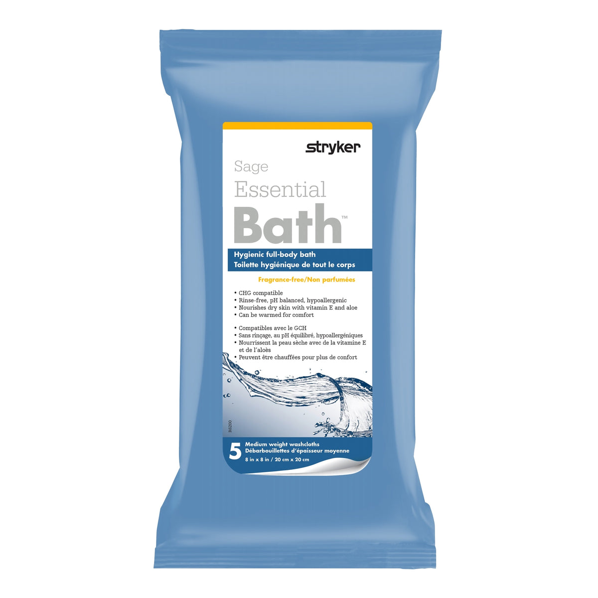 Essential Bath Rinse-Free Bath Wipes, Soft Pack-Rinse-Free Bath Wipe Essential Bath Soft Pack Unscented 5 Count