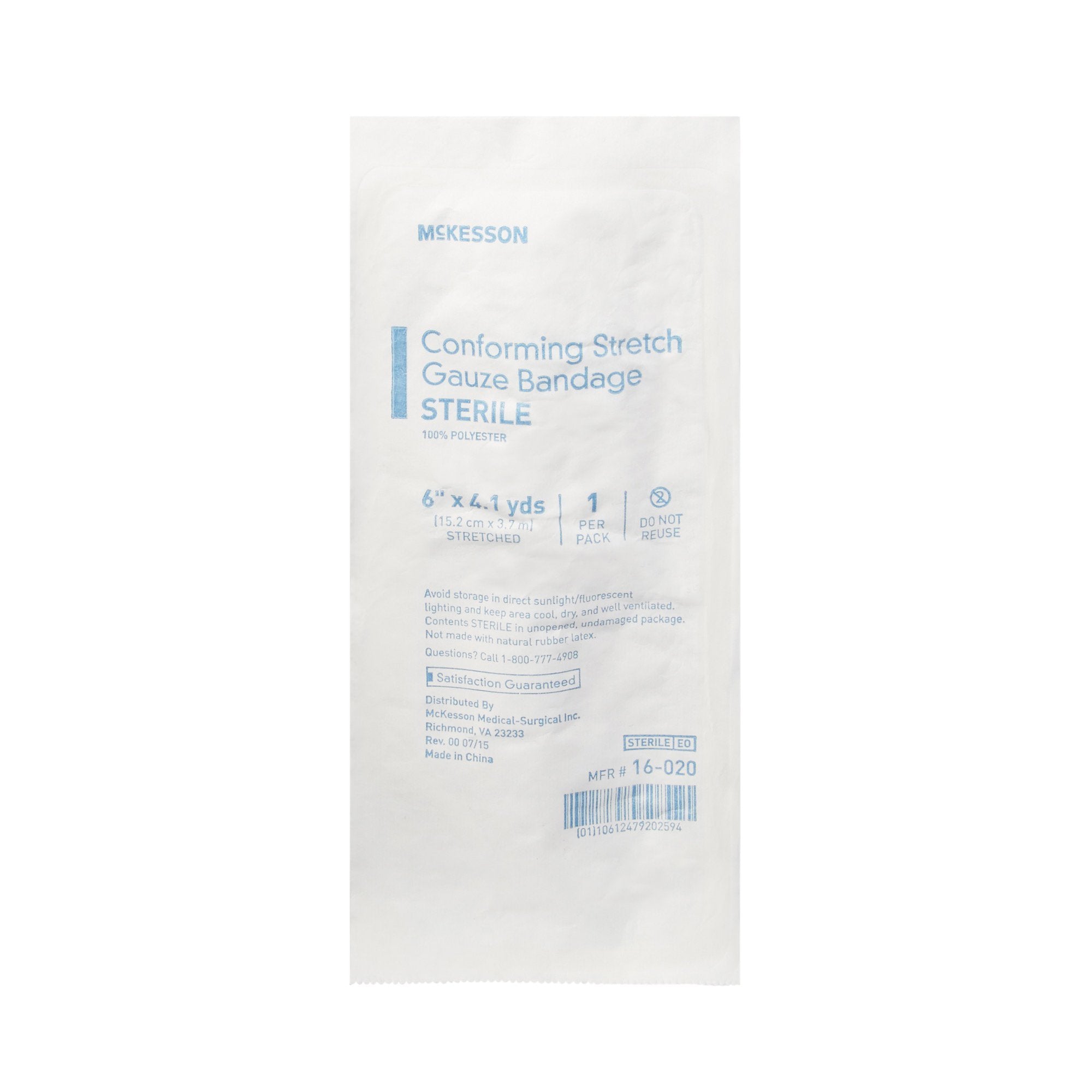 McKesson Sterile Conforming Bandage, 6 Inch x 4-1/10 Yard-Conforming Bandage McKesson 6 Inch X 4-1/10 Yard Sterile 1 per Pack
