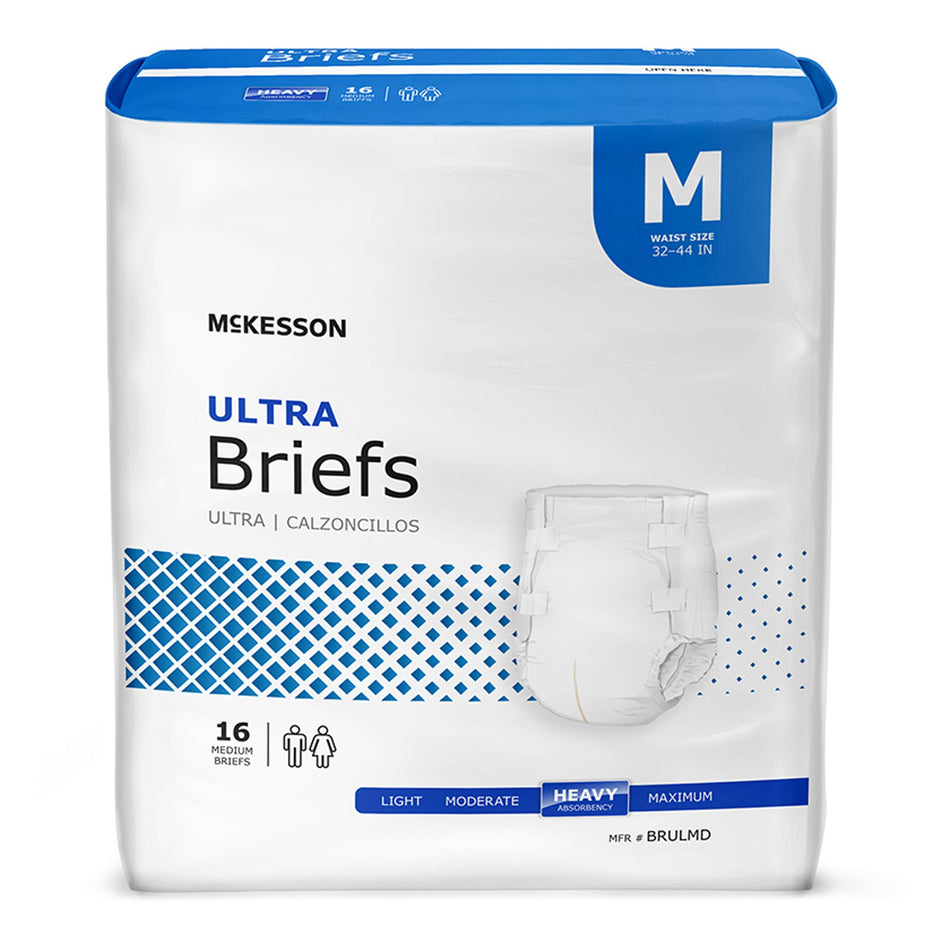 McKesson Ultra Heavy Absorbency Incontinence Brief, Medium-Unisex Adult Incontinence Brief McKesson Ultra Medium Disposable Heavy Absorbency