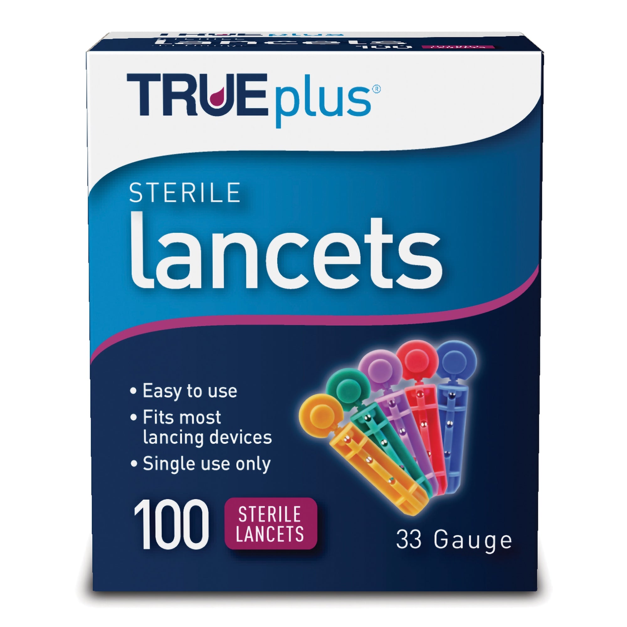 TRUEplus Sterile Lancets-Lancet for Lancing Device TRUEplus 33 Gauge Non-Safety Twist Off Cap Finger