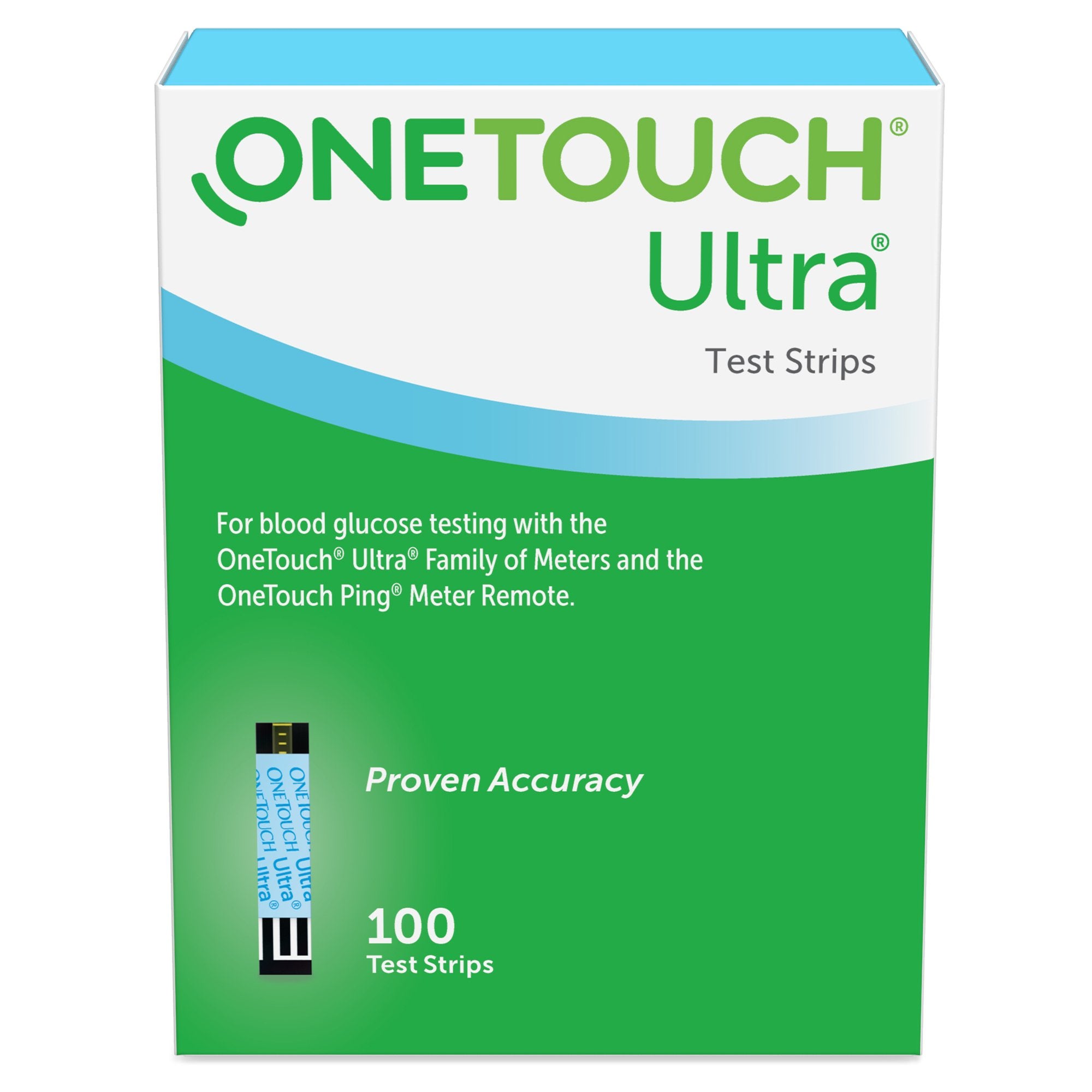 OneTouch Ultra Blue Blood Glucose Test Strip-Blood Glucose Test Strips OneTouch Ultra Blue 100 Strips per Pack