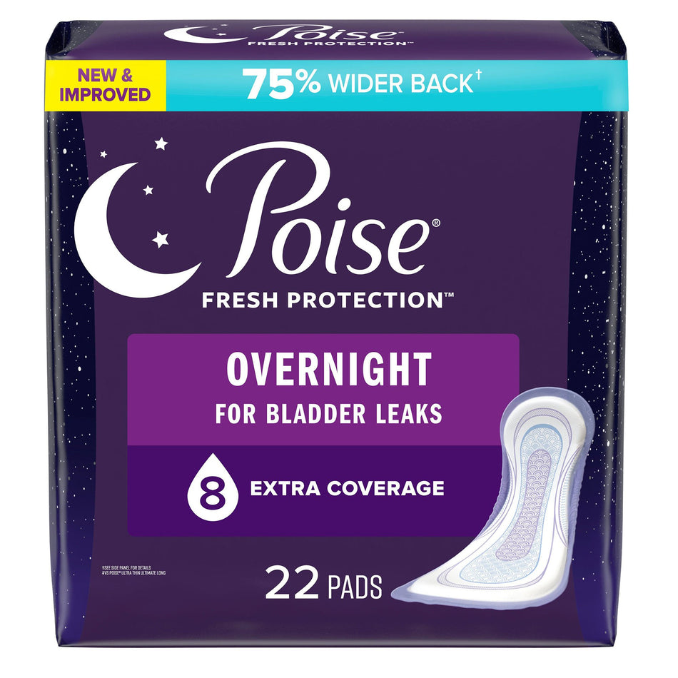 Poise Fresh Protection Overnight Bladder Control Pads-Bladder Control Pad Poise Fresh Protection Overnight 5.3 Inch Length Heavy Absorbency Sodium Polyacrylate Core One Size Fits Most