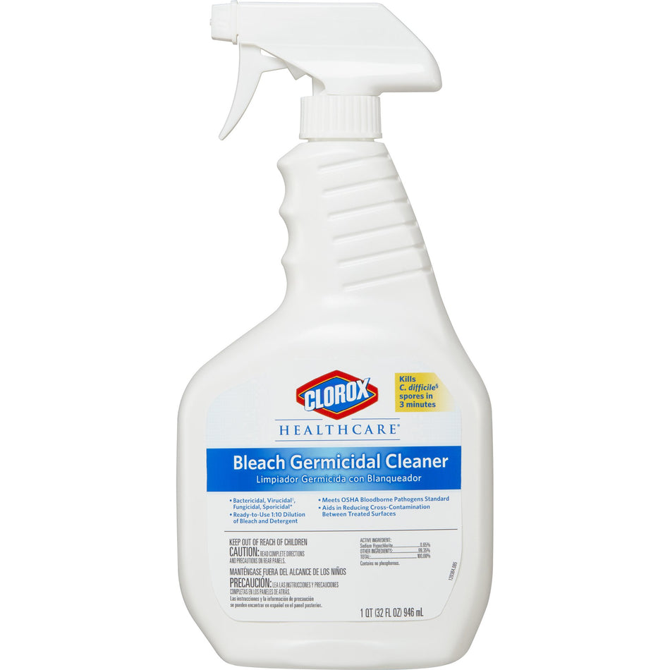 Clorox Healthcare Bleach Germicidal Cleaner, Spray Bottle, 32 oz.-Clorox Healthcare Bleach Germicidal Surface Disinfectant Cleaner Pump Spray Liquid 32 oz. Bottle Fruity Floral Bleach Scent NonSterile