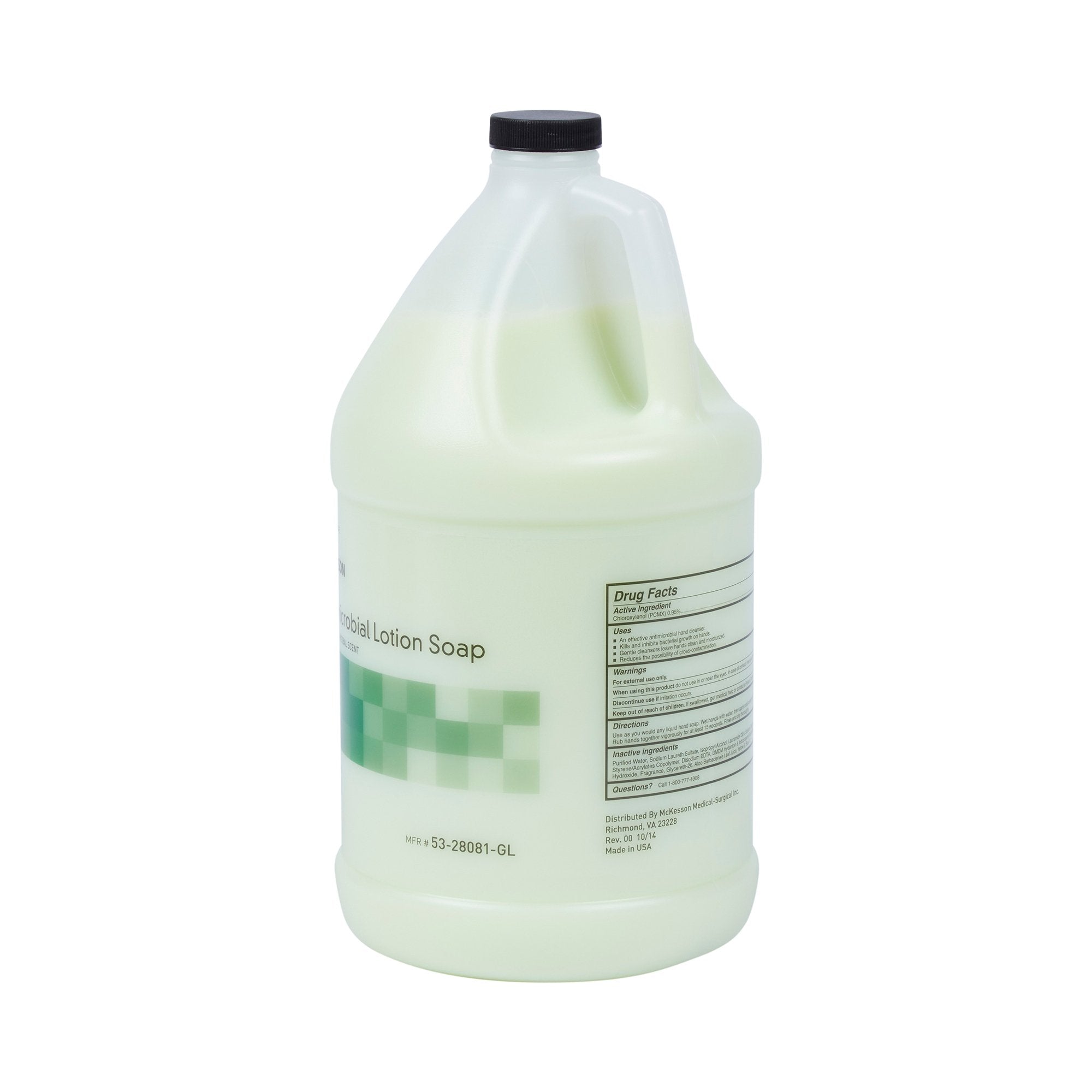 McKesson Antimicrobial Lotion Soap, Herbal Scent, 1-gal Jug, Green, 0.95% Strength-Antimicrobial Soap McKesson Lotion 1 gal. Jug Herbal Scent