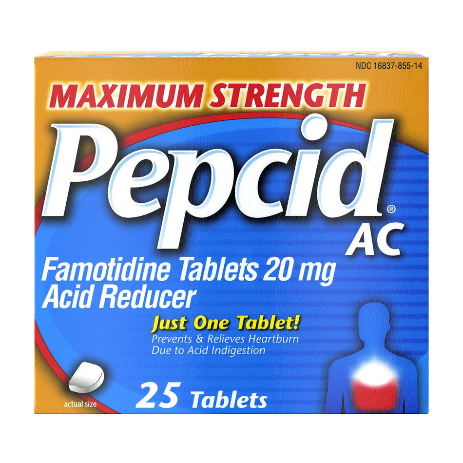 Pepcid AC Tablets Maximum Strength-Antacid Pepcid AC Maximum Strength 20 mg Strength Tablet 25 per Box