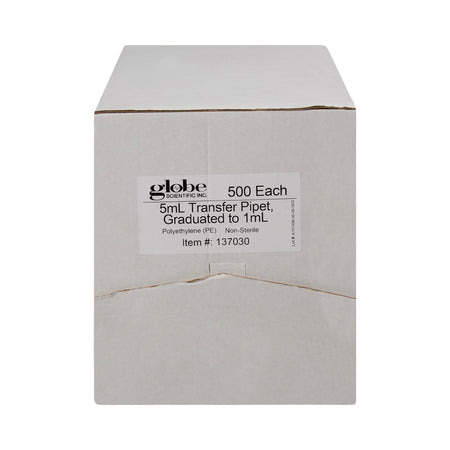 Globe Scientific Transfer Pipette, 5 mL, 3.4 mL Draw Volume - Clinical Laboratory>Laboratory Glassware and Plasticware>Pip...