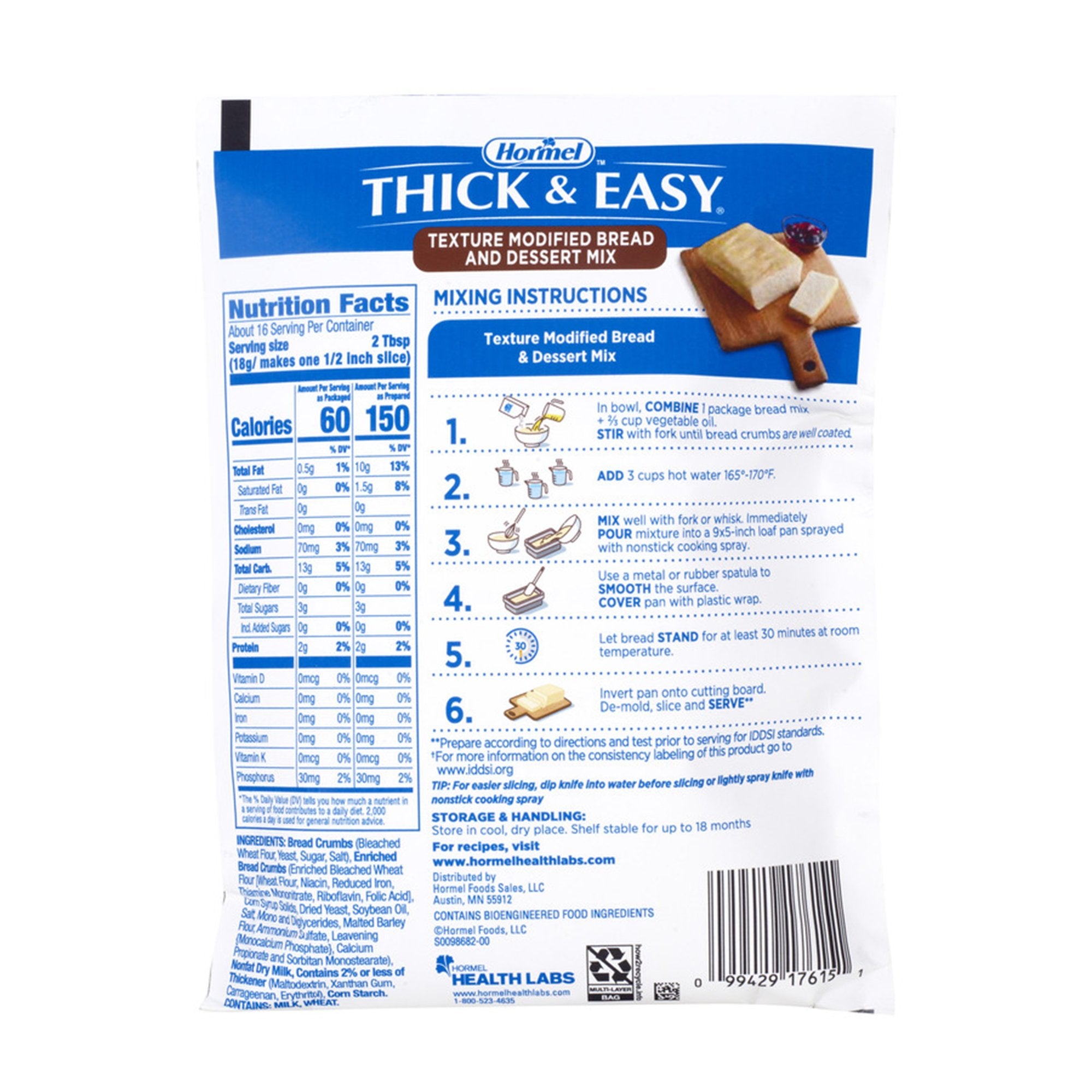 Thick & Easy Texture Modified Bread & Dessert Mix, 10.6-ounce Pouch-Food and Beverage Thickener Thick & Easy Texture Modified Bread & Dessert Mix 10.6 oz. Pouch Bread / Dessert Flavor Powder IDDSI Level 4 Extremely Thick/Pureed