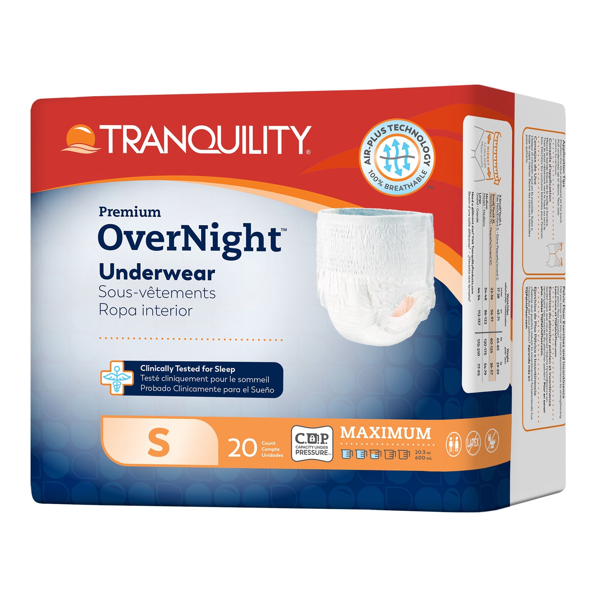 Tranquility Premium OverNight Disposable Absorbent Underwear, S-Unisex Adult Absorbent Underwear Tranquility Premium OverNight Pull On with Tear Away Seams Small Disposable Heavy Absorbency