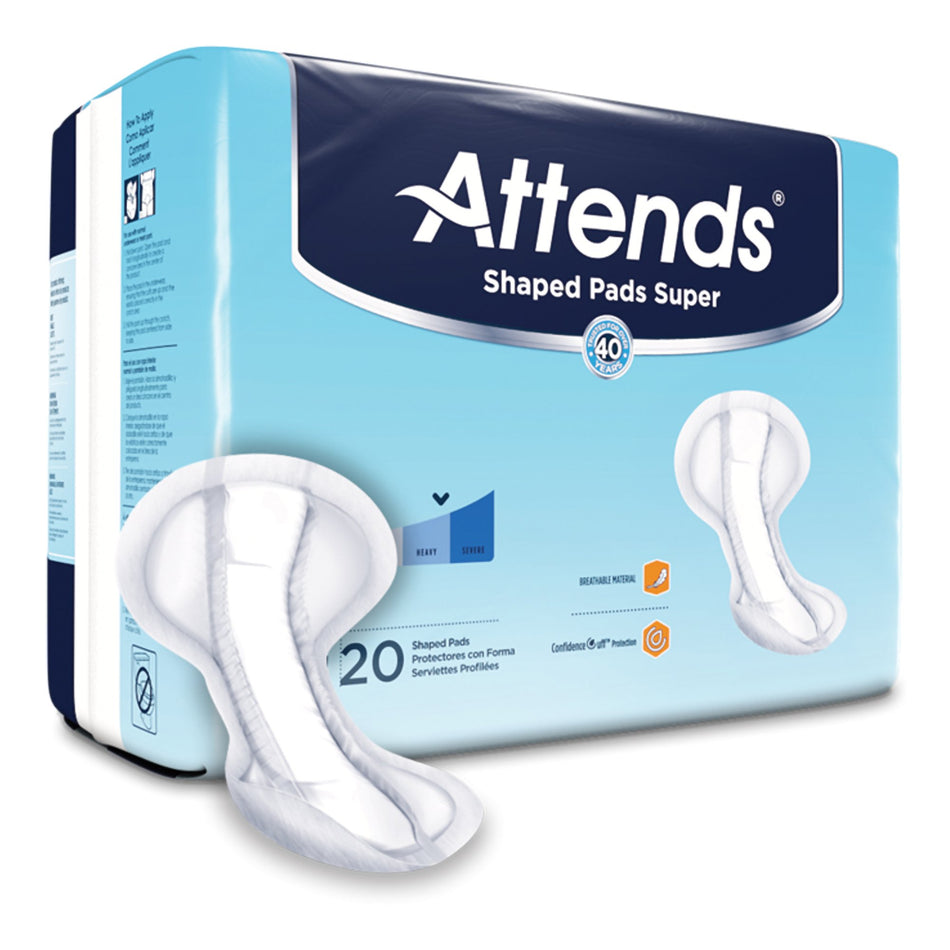 Attends Shaped Bladder Control Pads, Super-Bladder Control Pad Attends Shaped Pads Super 13 X 27.2 Inch Heavy Absorbency Polymer Core One Size Fits Most