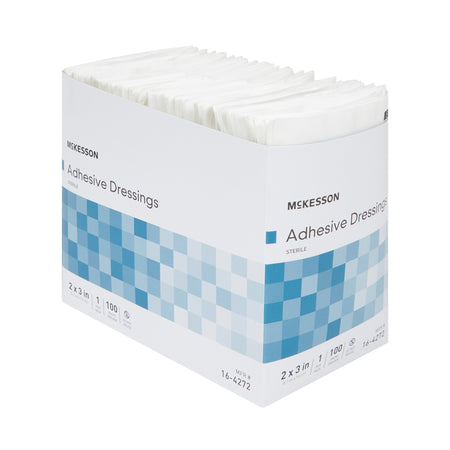 McKesson White Adhesive Dressing, 2 x 3 Inch-Island Dressing McKesson 2 X 3 Inch Rectangle Sterile