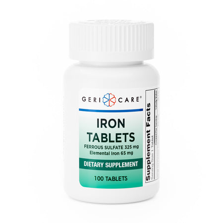 Geri-Care Iron Mineral Supplement-Mineral Supplement Geri-Care Iron 325 mg Strength Tablet 100 per Bottle