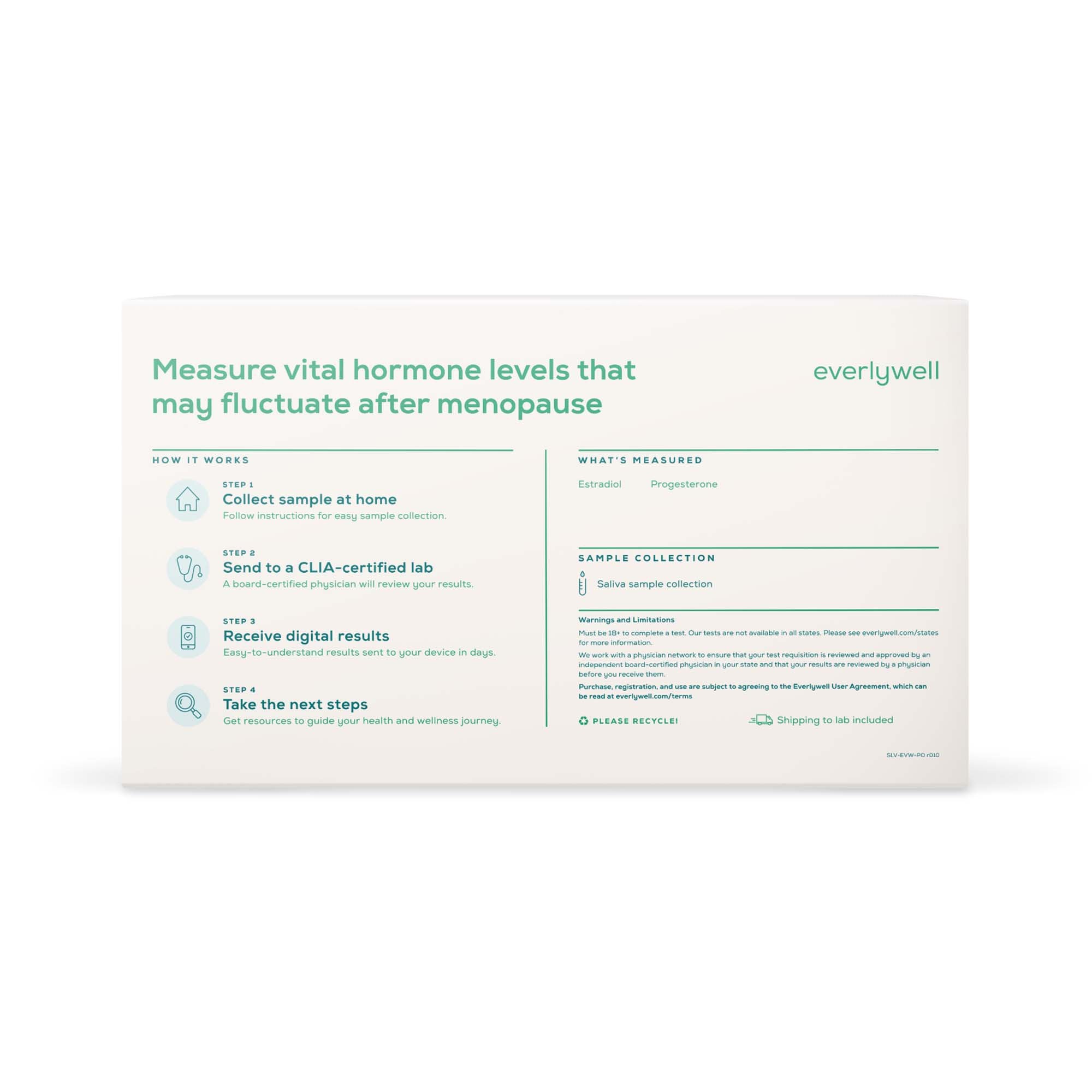 Everlywell Postmenopause Test-Specimen Collection and Transport Kit Everlywell Collection Tube NonSterile