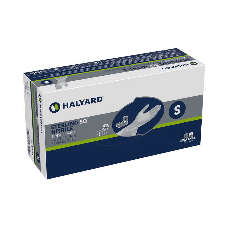 Sterling SG Nitrile Exam Glove, Small, Silver-Exam Glove STERLING SG Small NonSterile Nitrile Standard Cuff Length Textured Fingertips Silver Chemo Tested